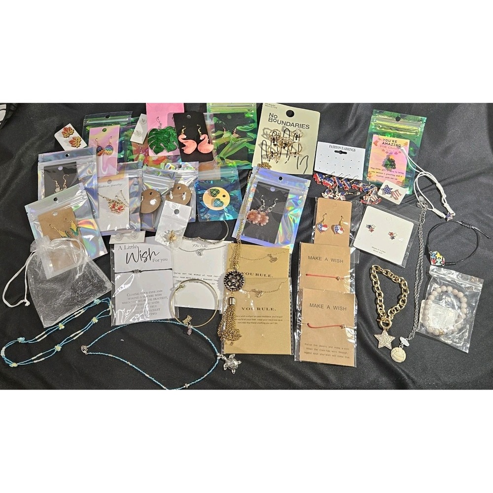 Lot 40+ Novelty Jewelry Pieces.  Holiday,Crowns, Earrings, Braclet, Necklace Etc